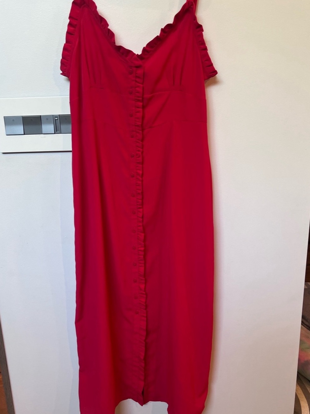 Topshop Ruffle Maxi Dress in Red US 8 Like New